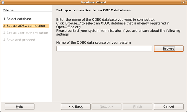 Browse ODBC data sources.
