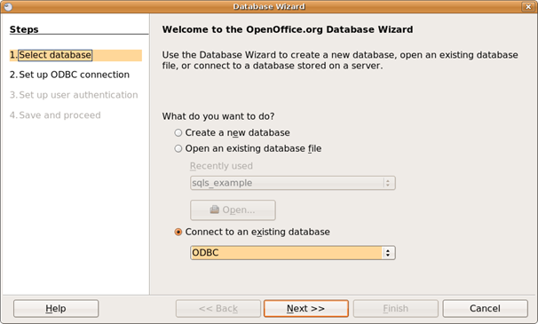 Connect to an ODBC database.